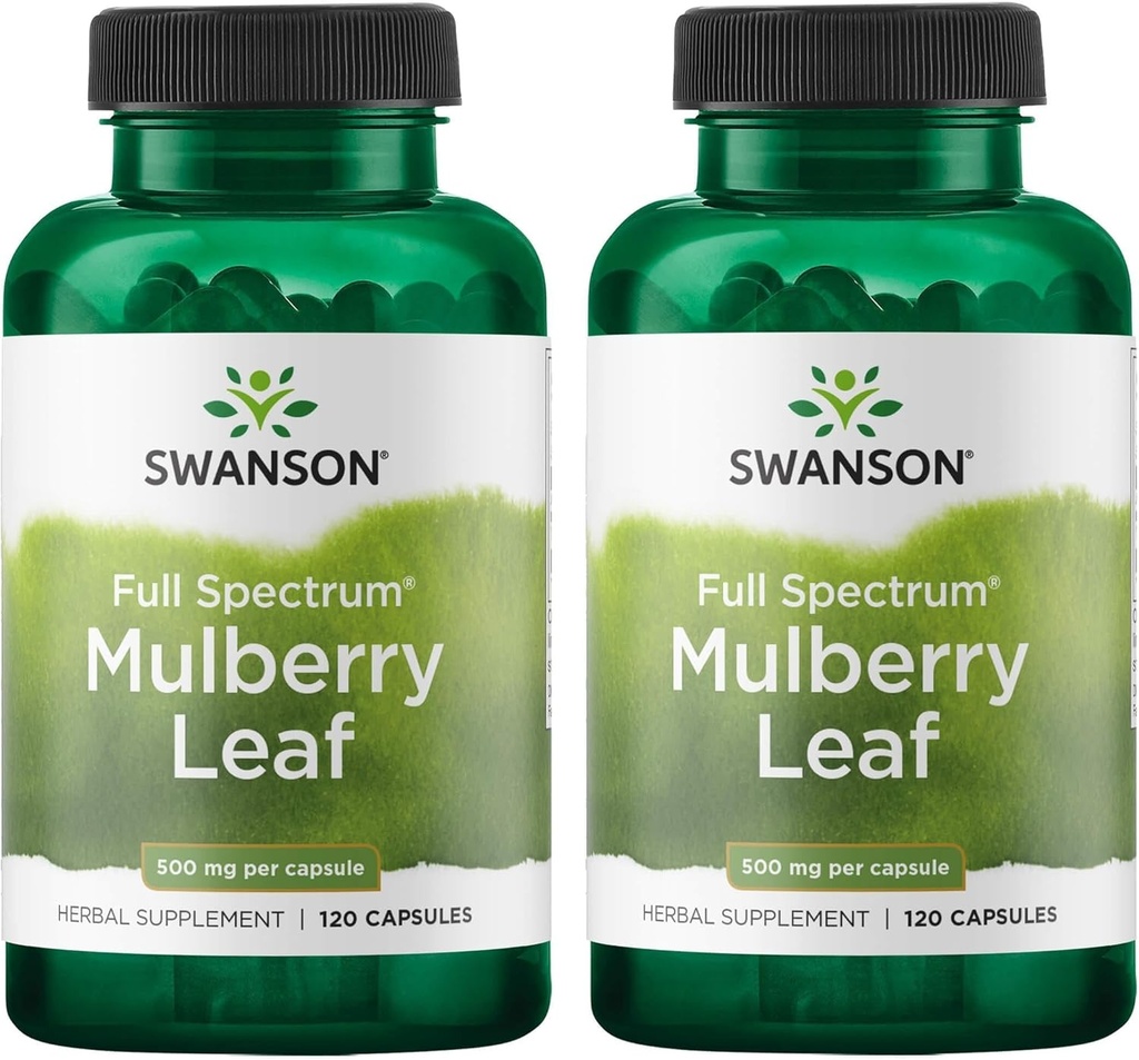 Swanson Full Spectrum Mulberry Leaf Herbal Supplément 500 mg 120 Capsules (2 Pack)