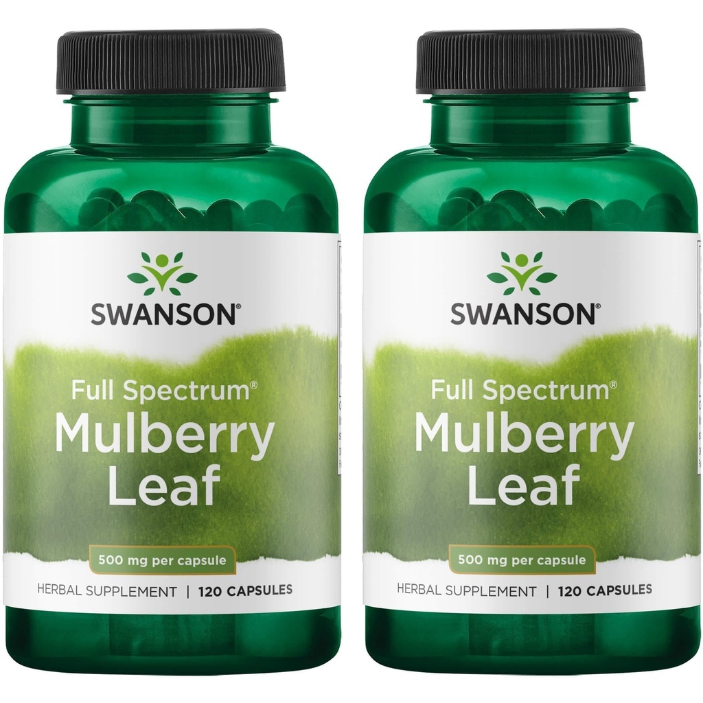 Swanson Full Spectrum Mulberry Leaf Herbal Supplément 500 mg 120 Capsules (2 Pack)