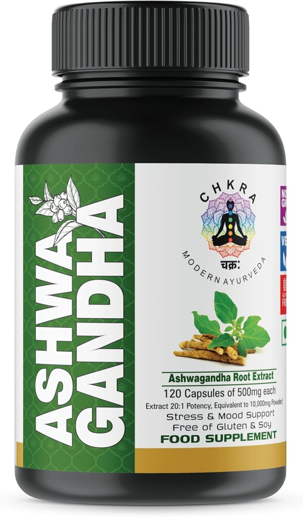 MUFASA Organic Ashwagandha Équivalent 10 000 mg - 120 Capsules Vegan - Pure Organic Ashwagandha Capsules de poudre et d'extrait de racine - Stress Relief, Mood Enhancer - 4 mois d'approvisionnement