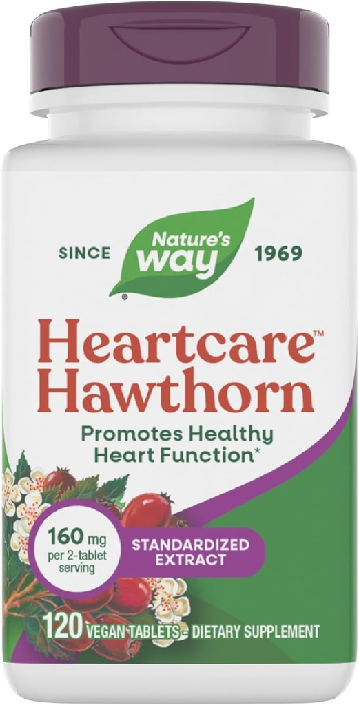 Nature's Way Heart Care Hawthorn Extract, soutient une fonction cardiaque saine*, 120 comprimés