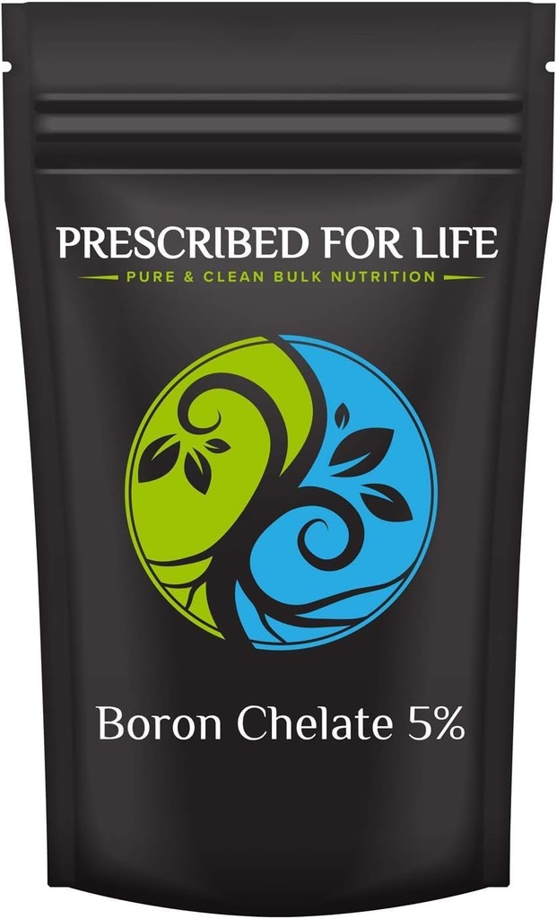 Prescripted for Life Boron Chelate 5% Poudre, Supplément naturel de Boron pour hommes et femmes, sans gluten, végétalien, non OGM (1kg)