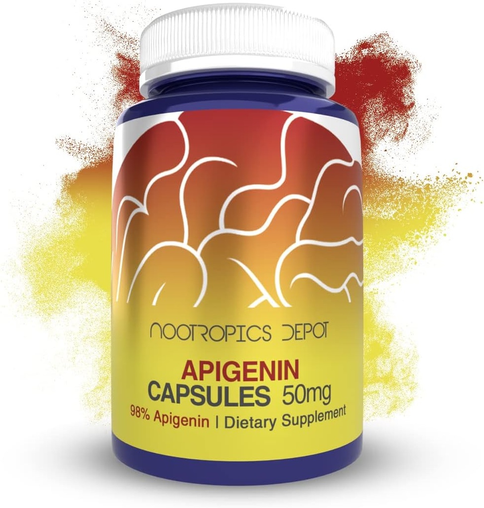 Nootropics Depot Apigenin Capsules | 50mg | 60 Count | >98% Apigenin | Supports Relaxation, Joint Health, and NAD+ Levels