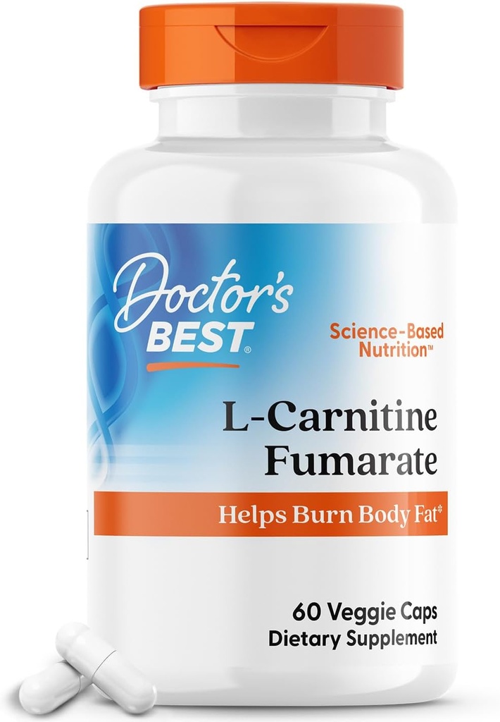 Médecins BEST L-Carnitine Fumarate, aide à brûler la graisse du corps, non-OGM, sans gluten, sans soja, végan 60 capsules de légumes