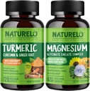 NATURELO Curcumine tumérique, support à base de plantes, glycinate de magnésium, 200 mg de magnésium - sans gluten, sans OGM - 120 capsules