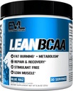 Evlution Stimulant Sans Lean BCAA Poudre Nutrition BCAAs Amino Acides Poudre avec CLA Carnitine et 2:1:1 Acides aminés à chaîne ramifiée soutient la récupération musculaire Fat Burn and Metabolism - Blue Raz