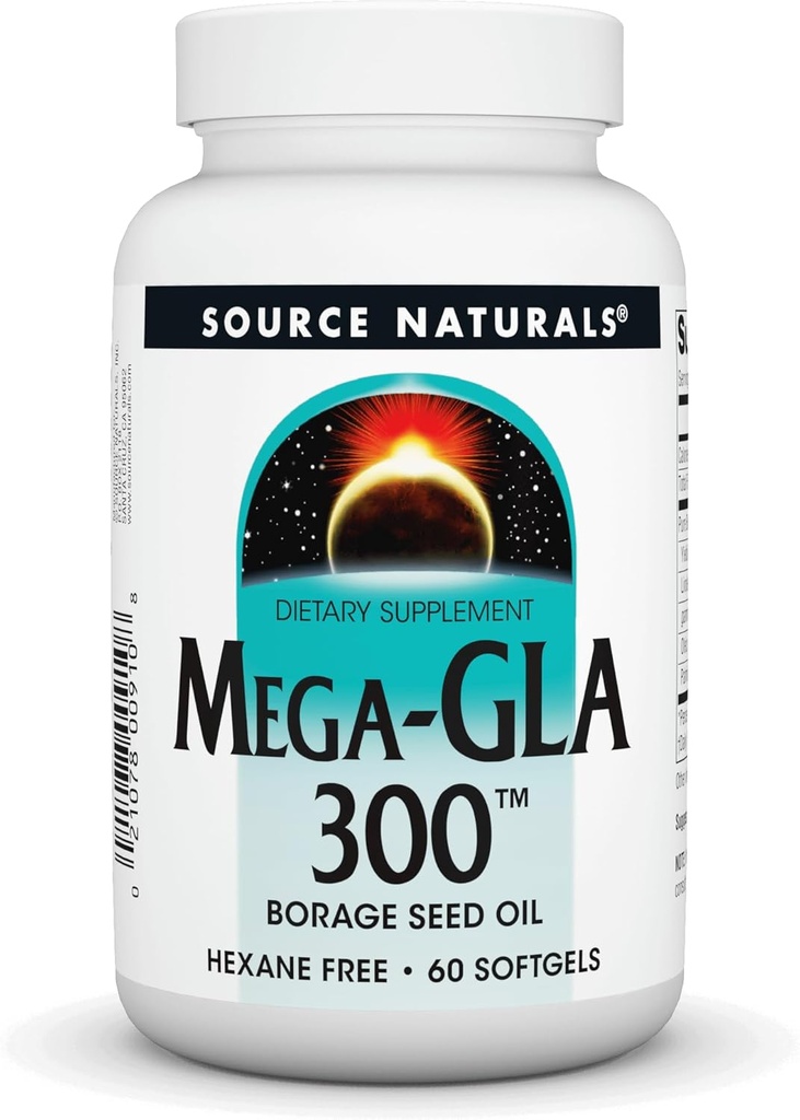 Sources naturelles Mega-GLA 300 - Huile de graines de fourrage C'est sans hexane - 60 Softgels