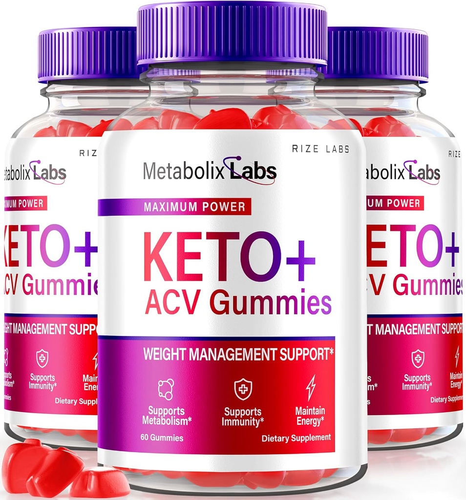 labos de taille - - Metabolix Labs Keto Plus ACV Gummies - Weight Management Support Supplément de vinaigre de cidre d'Apple (180 gommes)