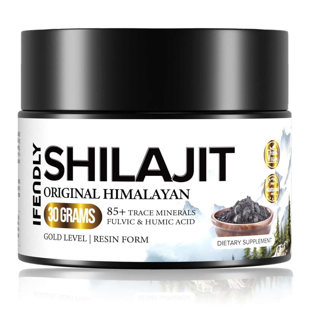 Shilajit Resin, Shilajit pour hommes et femmes, Shilajit Pure Himalayan Organic - 600mg Potency Gold Grade, avec 85+ Trace Minerals, Fulvic & Humic Acid, pour l'endurance, l'immunité et la force, 50 portions (30g)