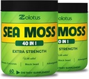 Zolotus (2 Packs 60 Capsules Sea Moss Supplément 40 en 1, avec Curcumine Turmère, Racine Ashwagandha, Bladderwrack pour système immunitaire, équilibre corporel et santé cardiaque