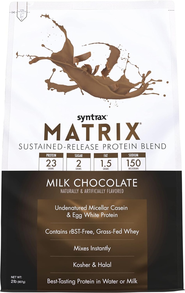 Syntrax Nutrition Matrix - Mélange de protéines à libération prolongée, chocolat au lait 2 lbs.