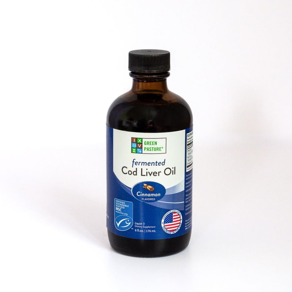 Pâture verte - Huile de foie de morue fermentée Liquide - 6 fl. oz. - cannelle