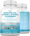 Quercetin 1000mg Zinc 50mg Vitamine C 1000mg Vitamine D 5000IU Système immunitaire Supplément de soutien avec Echinacea Ginger Bromelain Sea Moss Capsules Vegan pour hommes et femmes,60 Compte États-Unis