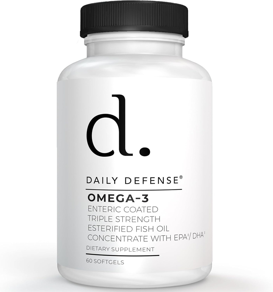 Omega 3 Huile de poisson 1000mg Supplément - Omega 3 DHA EPA Supplément pour les hommes et les femmes pour la peau, les ongles, la cognition et le soutien cardiaque - 60 enteric Coated Fish Oil Softgels, fabriqués aux États-Unis