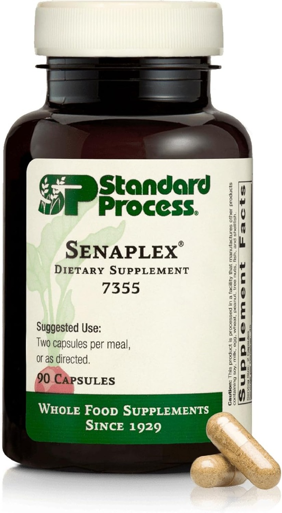 Standard Process Senaplex - Nervous System Support with Niacin, Vitamin B12 & B6 - Supports Brain Health & Cellular Health - Offers Antioxidant Activity - Non-Dairy - 90 Capsules (45 Servings)