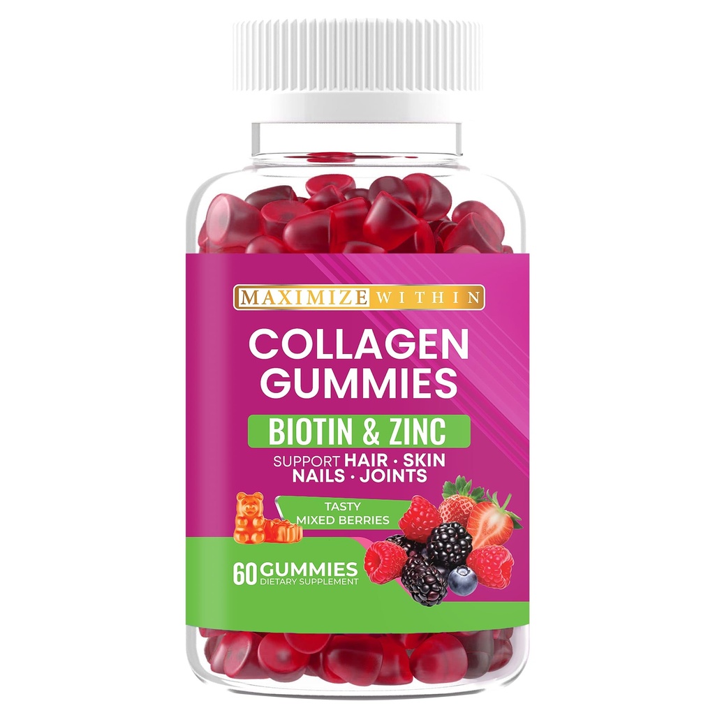 Collagen Vegan Gummies, Mixed Berries Flavor, 60 Gummies, Supports Hair, Skin, Nails, Joints