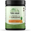 TERRA ORIGIN Healthy Greens Powder Supplement | Superfood Digestive Enzyme & Probiotic Blends | Immune, Gut, and Digestive Support for Women | Tropical Passion Fruit (30 Servings)