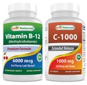 Meilleurs naturels Vitamine B12 6000 mcg & Vitamine C 1000 mg