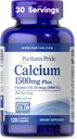Puritan's Pride Absorbable Calcium 1500 mg Plus Vitamine D3 25mcg 1000 UI, complément alimentaire pour la force osseuse, le coeur, la nerve, le muscle et le soutien immunitaire, 120 Caplets enduits