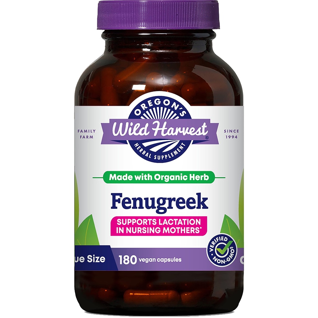 La récolte sauvage de l'Oregon Capsules Fenugreek biologiques non OGM, compléments à base de plantes de soutien à la lactation pour la production optimale de lait maternel-180 Compte