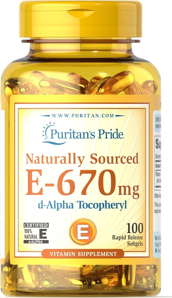 Puritan's Pride Vitamine E- 670 mg 100% Natural-100 Softgels