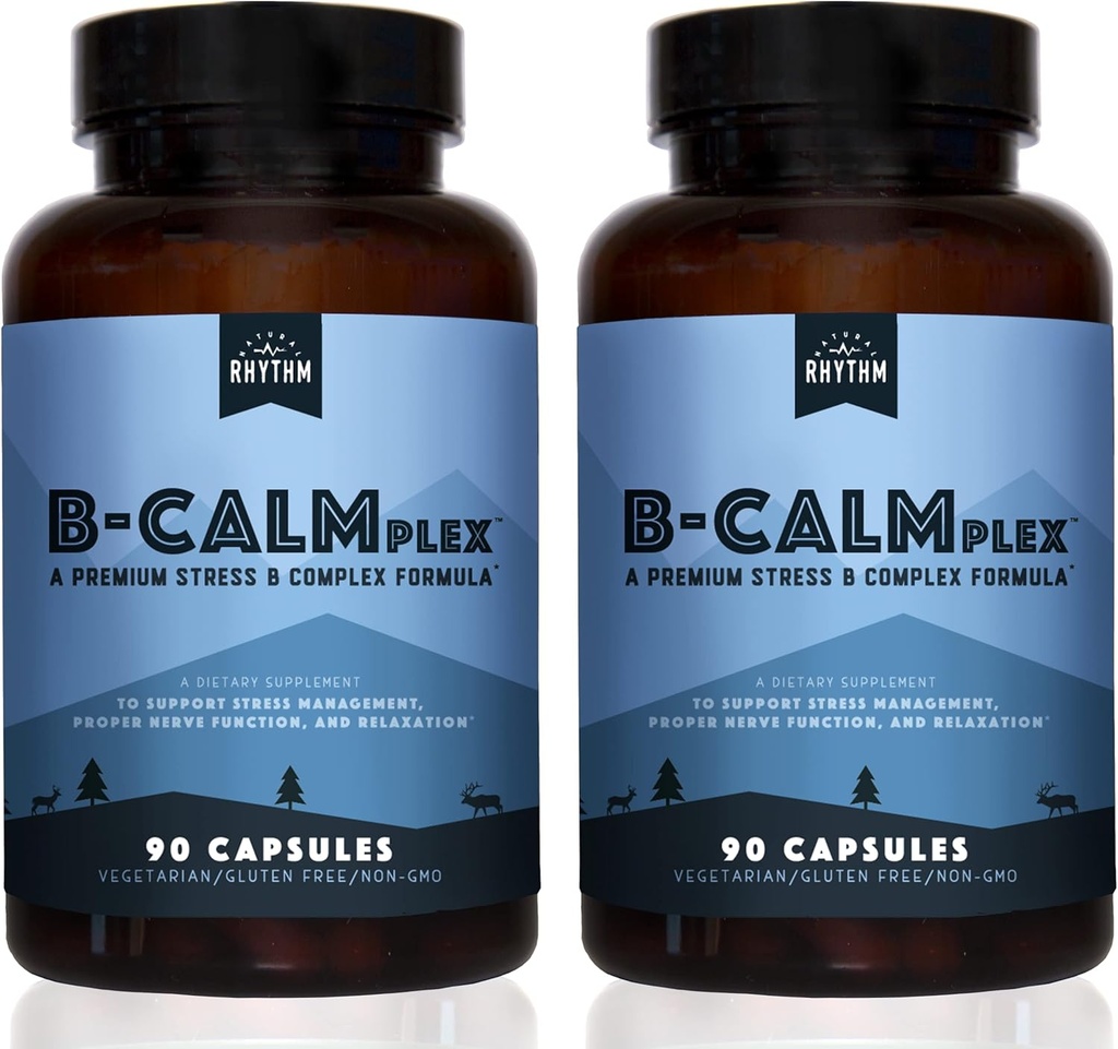 Natural Rhythm B-CALMplex, 2 Pack, Unique B Vitamin Blend, B Complex Supports Proper Nerve Function and Relaxation, 3 Month Supply, 90 Count Bottles