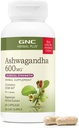 GNC Herbal Plus Ashwagandha Supplément 600mg, Force clinique, Végétarien, Soutien anti-stress, 30 portions