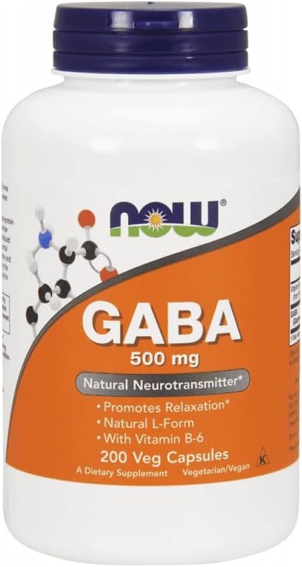 MAINTENANT Aliments - GABA avec vitamine B6 500 mg. - 200 Capsules végétariennes