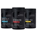 Recherche sportive 1250 mg Omega 3 Huile de poisson sans bourrage provenant d'une seule source Wild Alaskan Pollock, CoQ10 (200 mg) Amélioré w/Coconut MCT Huile pour une meilleure absorption et 5000iu Vitamine D avec 100mcg Mk7 Vitamine K
