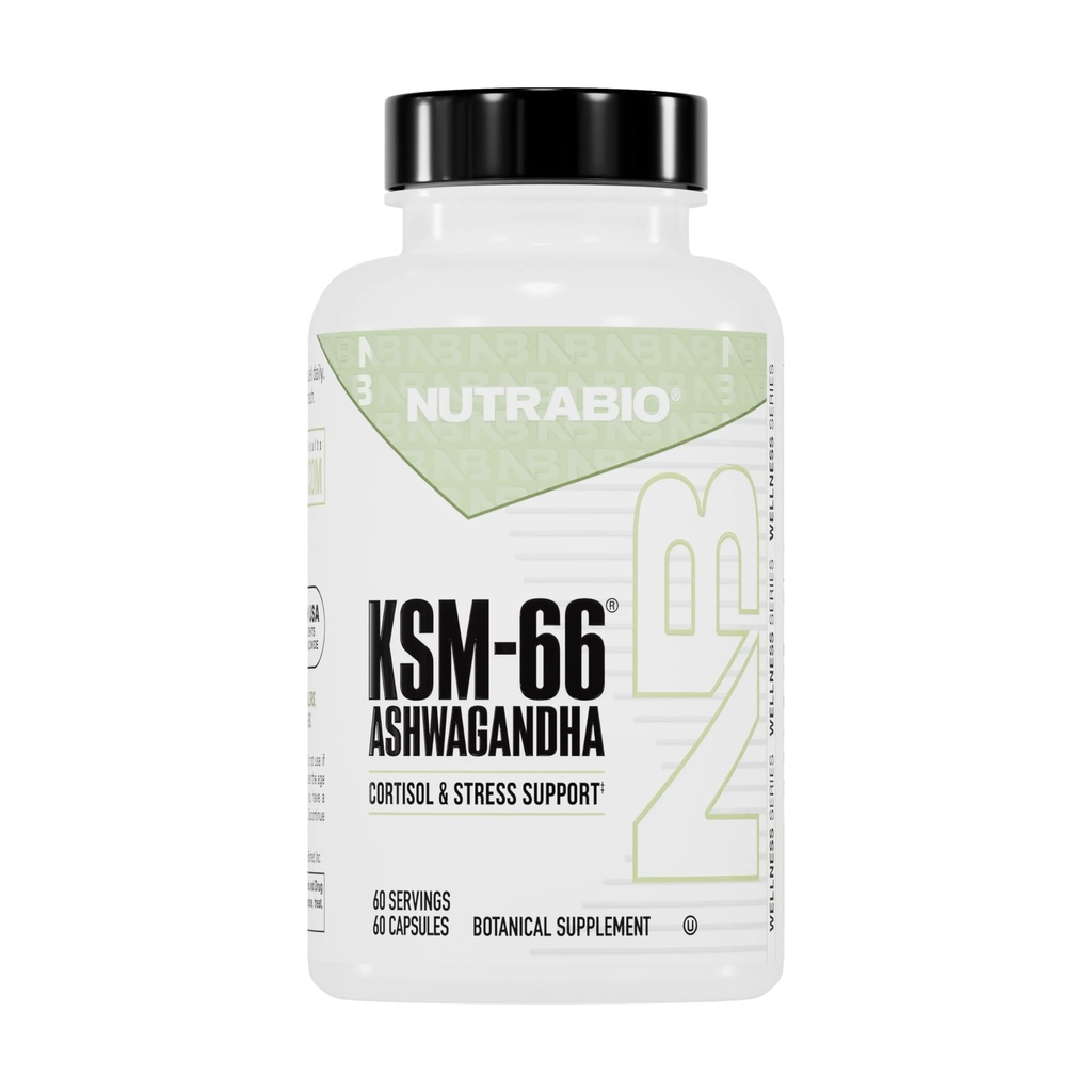NutraBio Ashwagandha KSM-66-Supplément à base de plantes Ashwagandha pour le stress, l'humeur et la performance