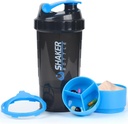 Bouteille de shaker de protéines - Bouteille d'eau de sport - Ne pas glisser 3 couches Twist Off 3oz tasses avec bac à pilules - fuite preuve mélangeur de bouteille de shake- poudre de protéines 22 oz tasse de shake avec stockage