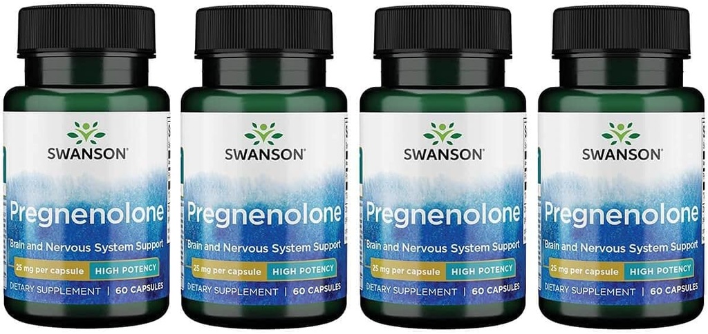 Swanson Pregnénolone haute puissance 25 Milligrammes 60 Capsules (4 Pack)