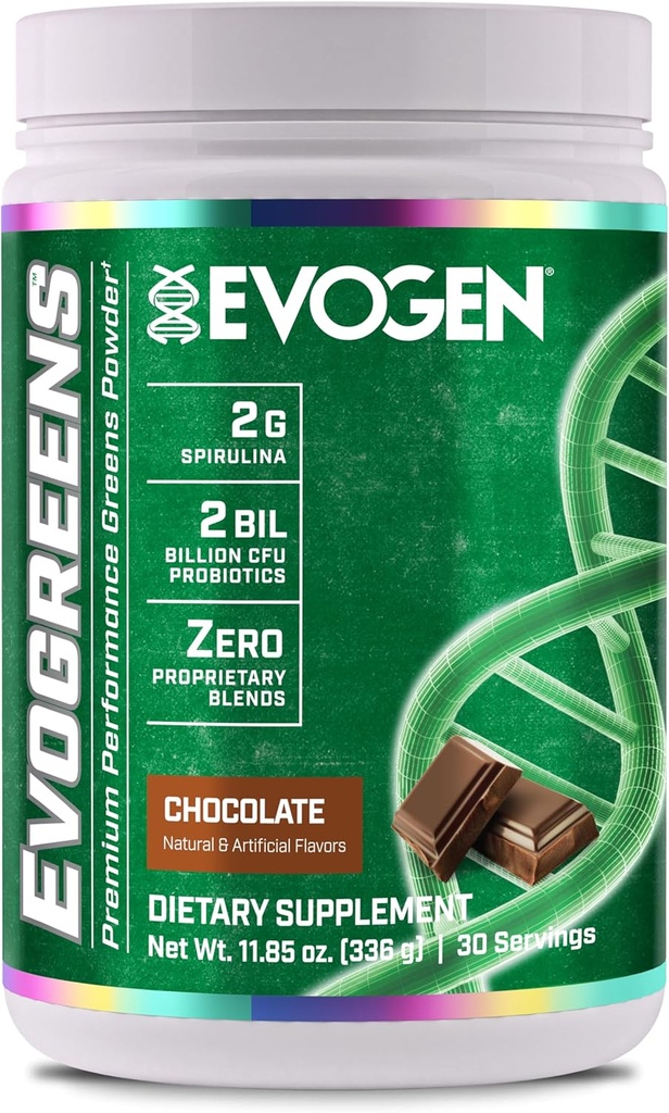 Evogen Evogens Exclusivité Premium Greens Superfood, Spiruline, grenade, Probiotiques, Kale Exclusivité 30 portions (chocolat, 30 portions)