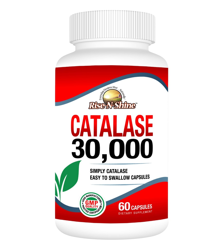 Supplément Catalase Rise-N-Shine 30 000 - Enzyme antioxydant puissant pour le soutien de la santé des cheveux- Suppléments capillaires pour cheveux forts - 60 capsules (30 jours d'approvisionnement)