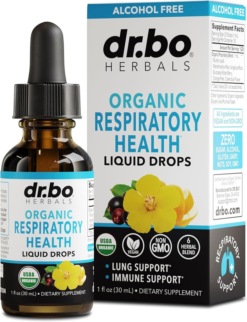 Lung Detox Respiratory Health Drops - Organic Respiratory Supplements Herbal Lung Cleanse, Mullein Drops for Lungs Bronchial Support, Mucus Clear with Mullein Leaf Extract, Elderberry Supplement 1 oz