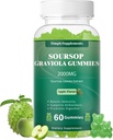 Soursop Graviola Gommies, Feuilles de Soursop Biologique Extrait 2000mg pour Antioxydant, Immune Support et Promotion Digestive, Vegan - Saveur de pomme verte - 60 Gummies