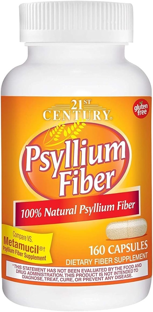 21ème siècle, fibre de Psyllium, 160 capsules - 2pc