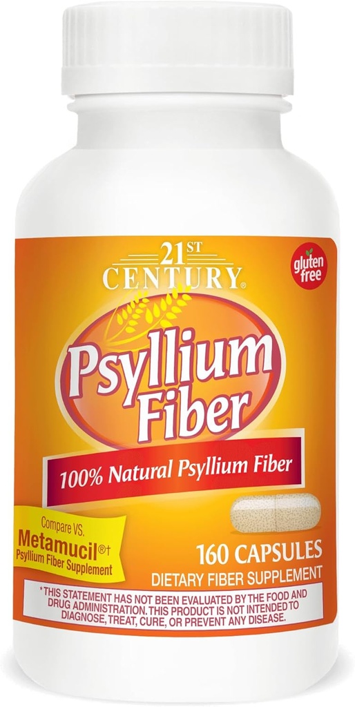 21ème siècle, fibre de Psyllium, 160 capsules - 2pc