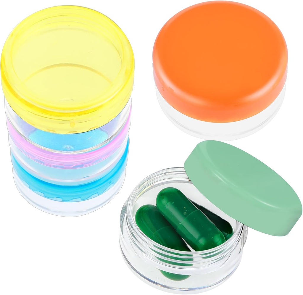 Boîte de l'organisateur de la petite pilule, 5 Pcs Porte-boîte de la pilule Portable Mini Pill Conteneur quotidien Non BPA Médicaments Conteneurs de rangement pour mallette de poche pour la chasse (bleu/orange/rose rouge/jaune/vert)
