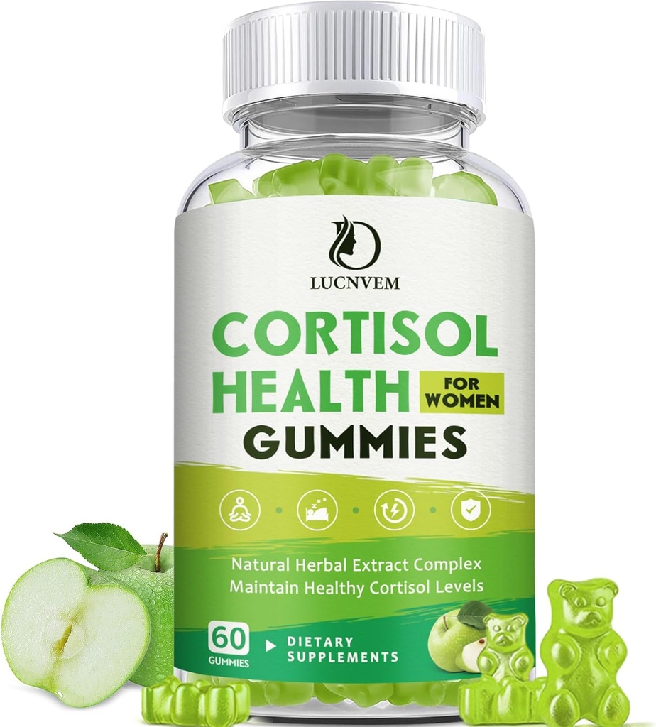 Cortisol Detox pour les femmes Gummies, Cortisol Reducer Detox Manager, Magnésium Ashwagandha Rhodiola Rosea Complexe à base de plantes pour l'humeur/focus et le sommeil, maintenir des niveaux de cortisol sains - 30 jours d'approvisionnement végétalien