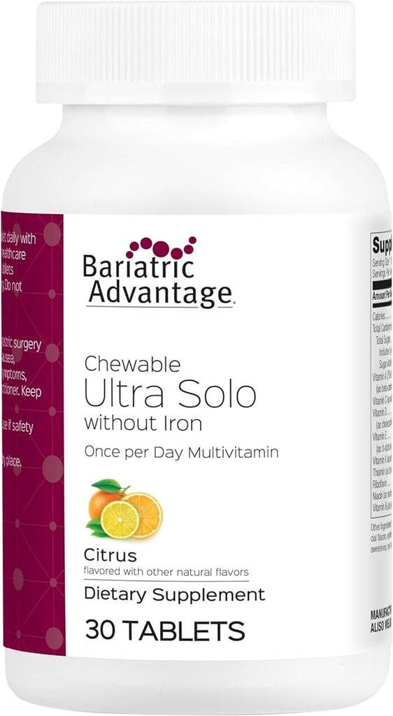 Avantage bariatrique - Chewable Ultra Solo sans fer - Citrus - 30 comprimés (paquet de 1)