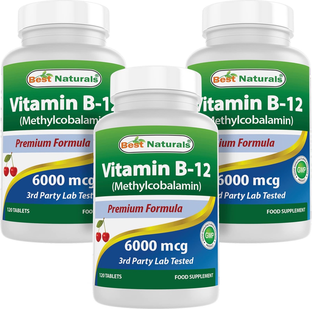 Meilleurs naturels vitamine B-12 comme méthylcobalamine (méthyl B12), 6000 mcg 120 Comprimés sublinguals (120 Nombre (paquet de 3))