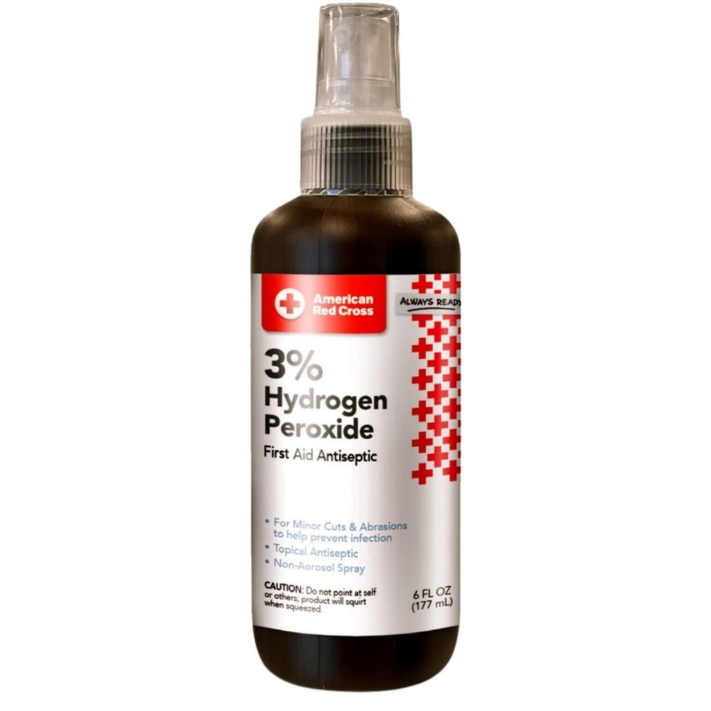 American Red Cross 3% Peroxyde d'hydrogène - 97% Eau - Spray antiseptique topique pour nettoyer les coupures mineures, la racaille, les blessures - Mini bouteille portable non aérosol - Voyage, maison essentielle - 6oz