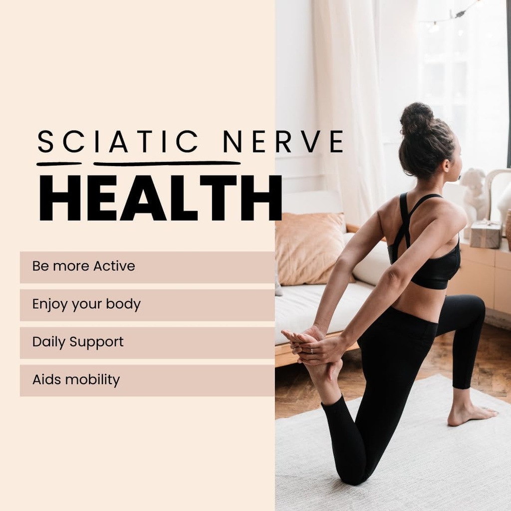Sciatica Nerve Relief Support – Supplément naturel pour le bas du dos, de la hanche et des jambes Discomfort – favorise la santé, la mobilité et le confort de Nerve – mélange à base de plantes pour le soulagement sciatique