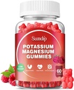 Potassium Magnésium Gommies Potassium Suppléments Haute Absorption Citrate de potassium Citrate de magnésium, Crampes de soutien des jambes Relaxation musculaire pour les hommes et les femmes 60 Gommies, Framboise