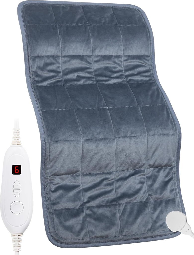 Plaque chauffante pondérée, 17''x 33" XXXL Extra-Large plaque chauffante électrique pour le soulagement de la douleur au dos w/ 6 Réglages de chaleur 2H Arrêt automatique, w/4.9lbs Perles sans BPA pour les crampes Crampons Bâtons à épaulettes Lavable en machine
