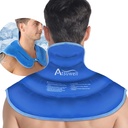 Paquet de glace Atsuwell pour le cou et les épaules Compression froide, Paquet de gel réutilisable à l'épaule, grand emballage à froid supérieur dos pour le cou, l'épaule, la hanche, le bleu