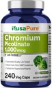 NusaPure Picolinate de chrome 1000mcg 240 Capsules de légumes (non OGM, végétalien)