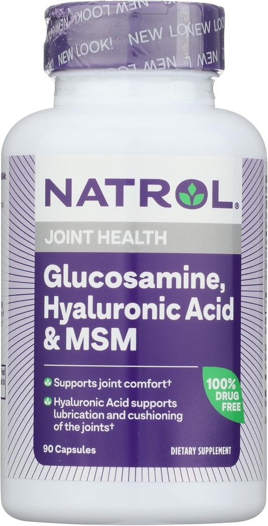 Natrol Glucosamine, acide hyaluronique et MSM, 90 gélules