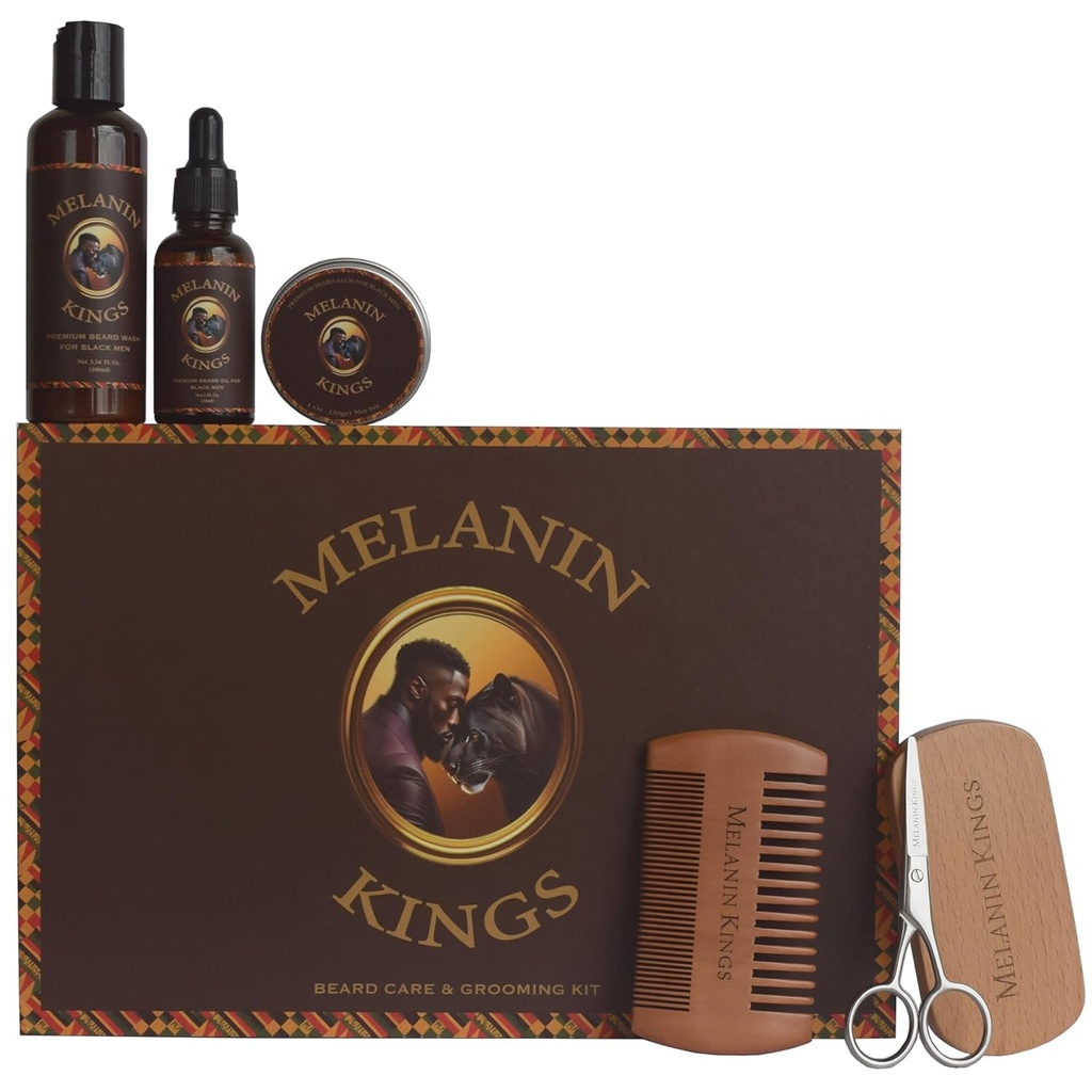 Mélanin Kings Brosse à barbe pour hommes - Formules avec des ingrédients naturels africains anciens.