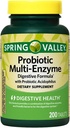 Tablettes de formule digestive multienzymes probiotiques de Spring Valley, 200 Nombre